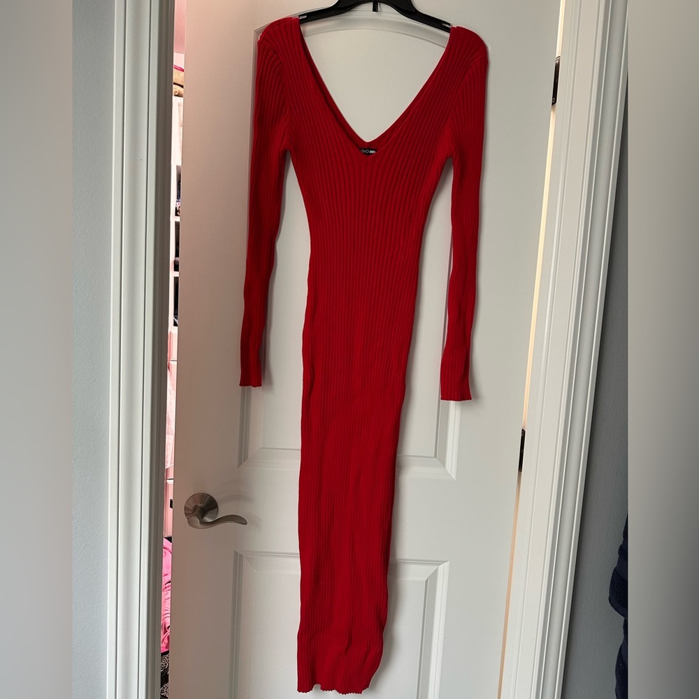 FashionNova Red Sweater Dress MIDI (XL)